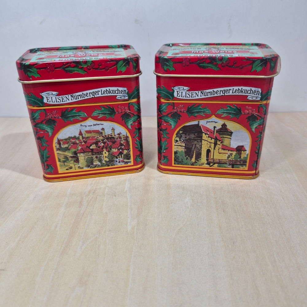 Max Weiss Elisen‎ Nurnberger Lebkuchen Tins Set of 2 German Holiday Cookies